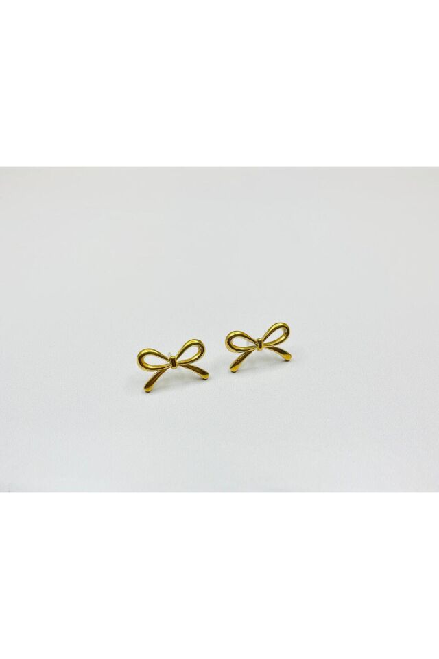 Gold Çelik Fiyonk Küpe -