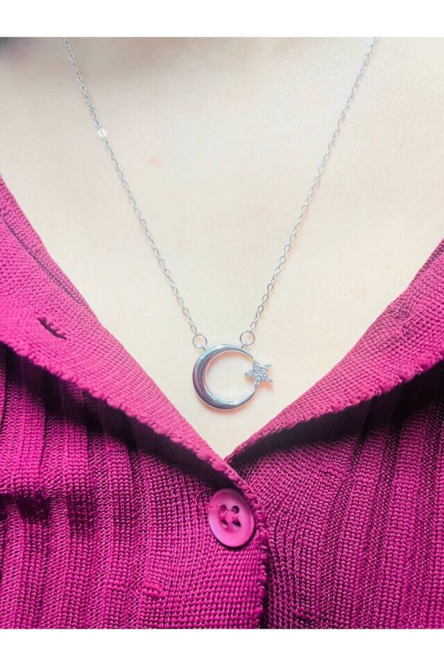 Ay Yıldız Silver  Çelik Kolye