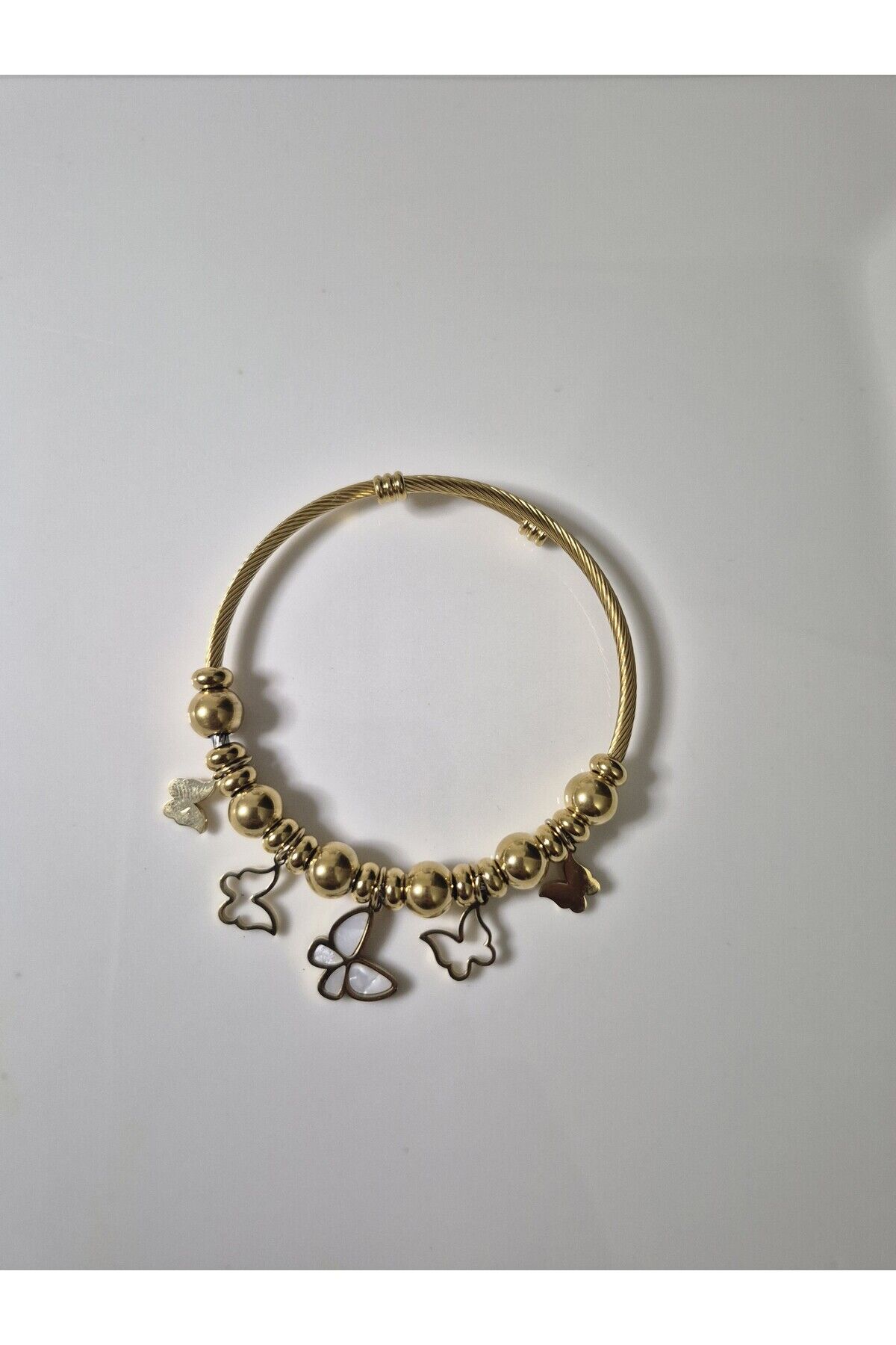 Kelebekli Çelik charmlı kadın bileklik