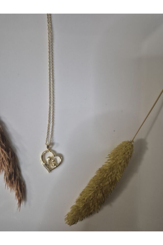 Anne ve Çocuk Temalı Zirkon Taşlı Kolye