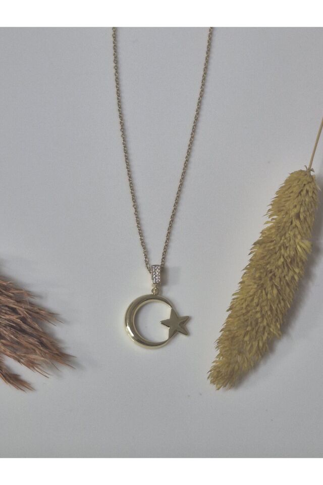 Gold Ay Yıldız Kolye