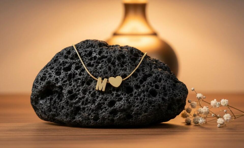 Kalpli M Harfli Çelik Kolye