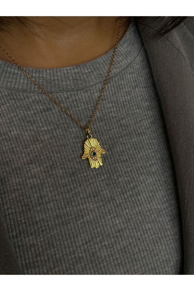 ÇELİK FATMA ANA ELİ KOLYE  GOLD