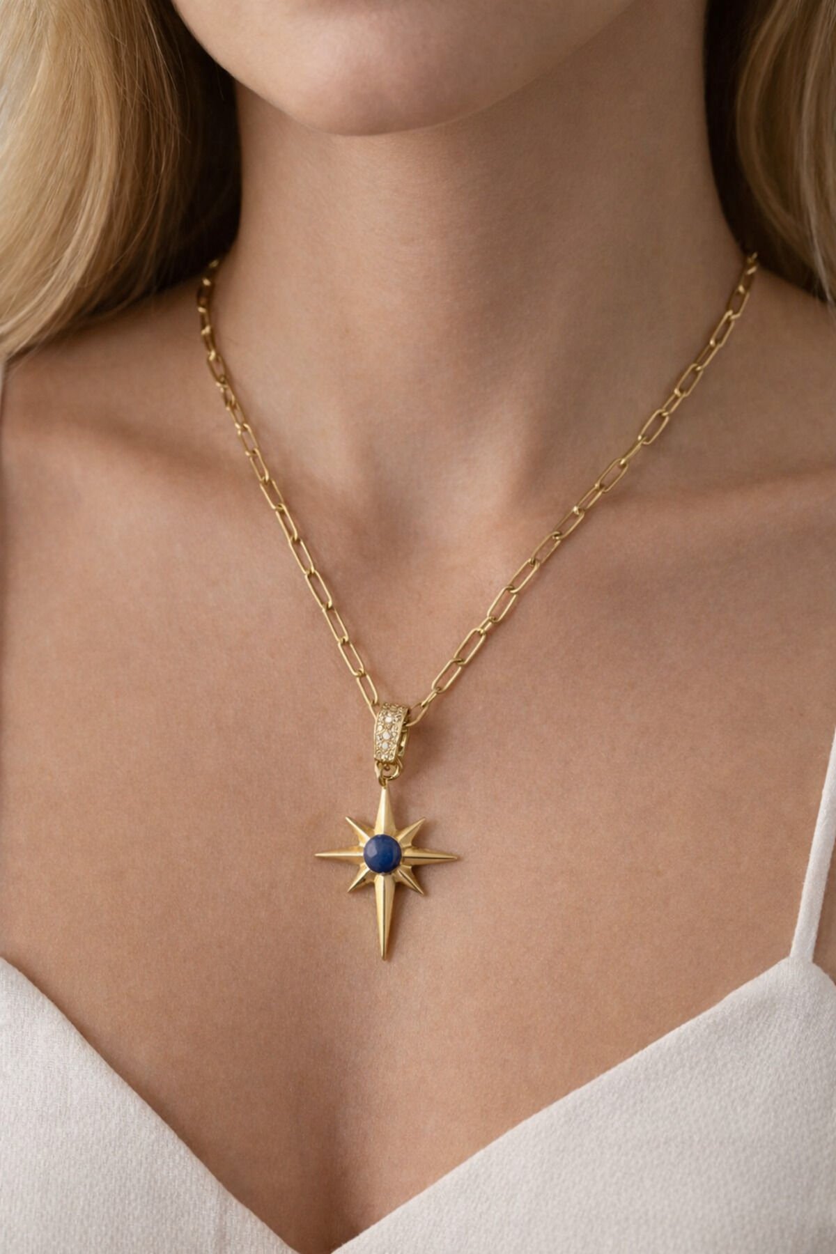 Çelik kutup yıldızı kolye