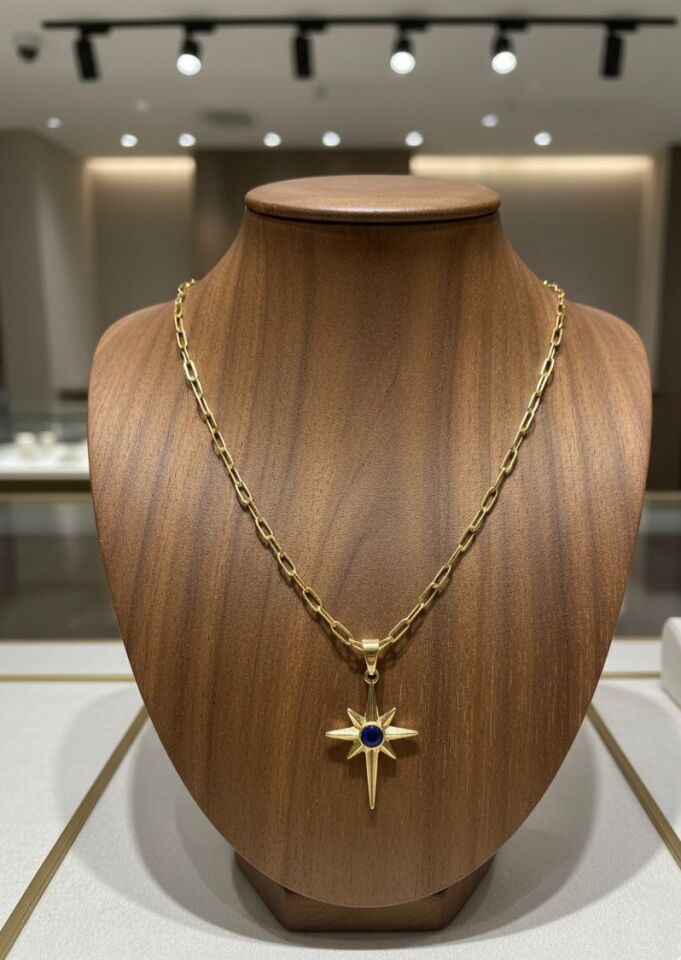 Çelik kutup yıldızı kolye