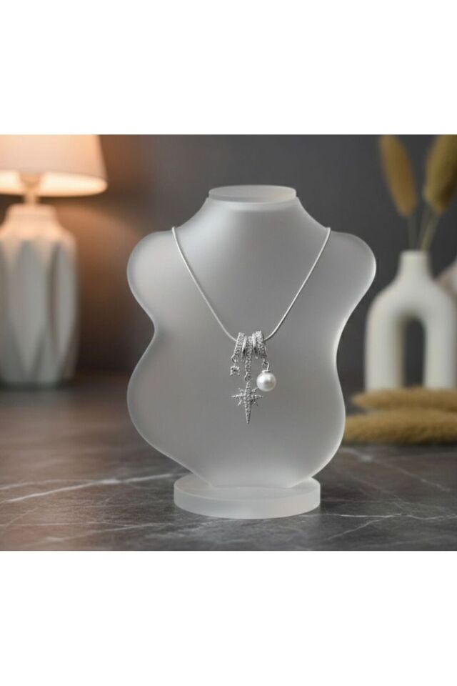 Silver  İnci Detaylı Kutup Yıldızı  Zirkon Taşlıolye