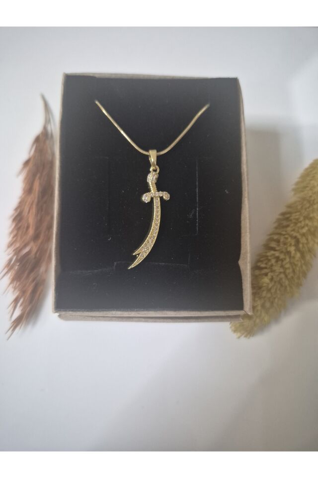 Zirkon Taşlı Zülfikar Kılıç Kolye 1