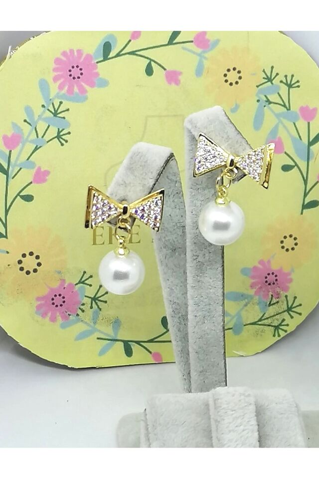 Çelik Fiyonk Detaylı İnci küpe