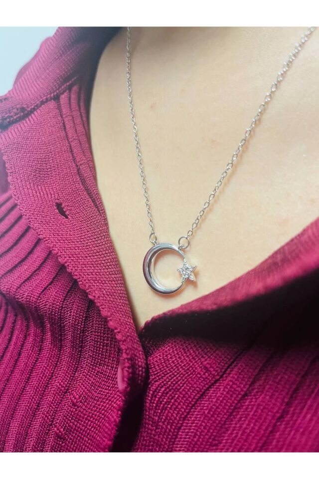 Ay Yıldız Silver  Çelik Kolye Gri - 50 Cm