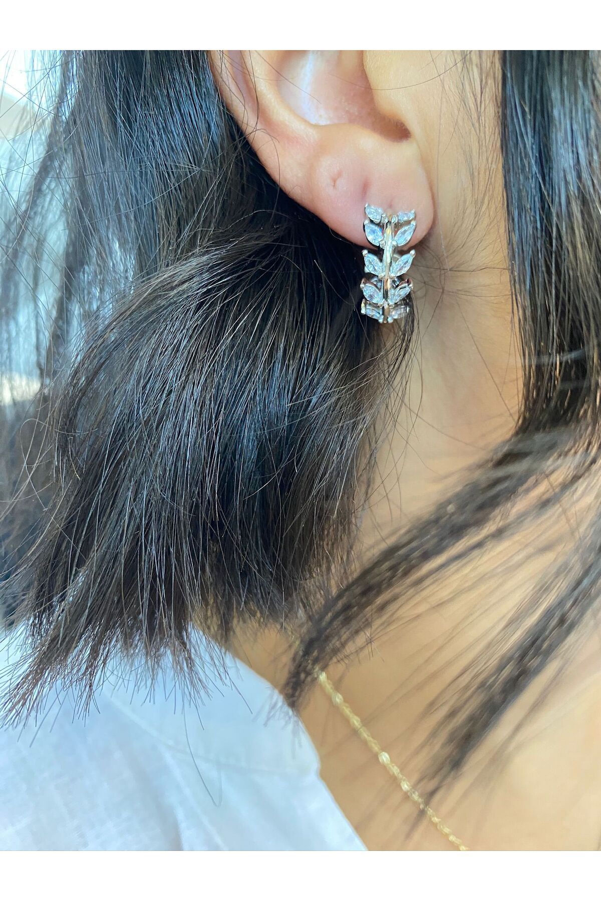 Silver Defne Model Gümüş Küpe Gümüş